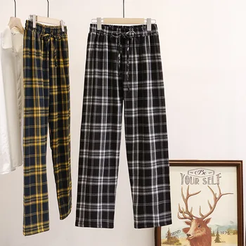 

2020 Summer 200 Jin Fat Mm Slim Grid Straight Tube Pants Mopping The Floor Pants Increase Code Women's Wear 7414