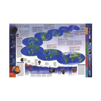 

World Map Poster 225*150cm Wall Art Painting Non-woven Spray Painting World Physical Map 1998 for Culture Education Supplies