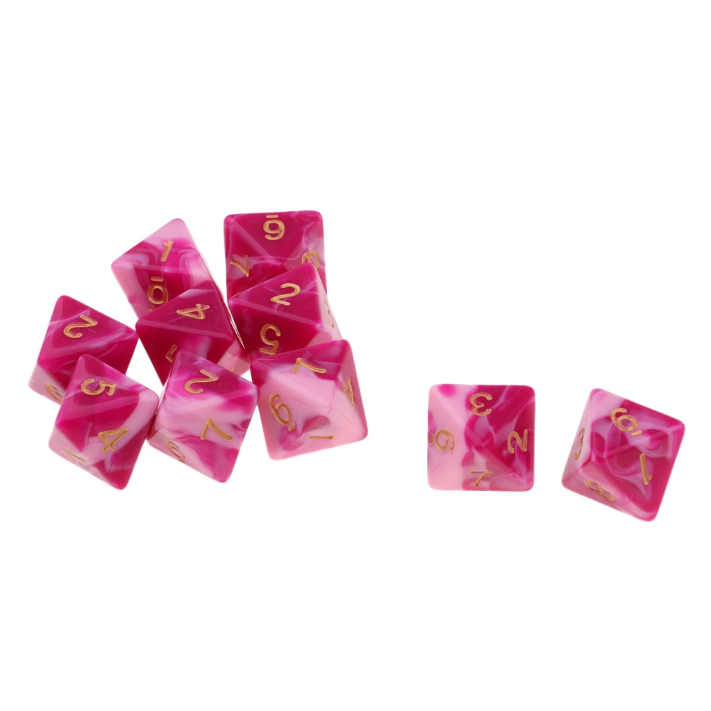 10 Pieces Polyhedral Dice Set Multi-sided Dice D8 for TRPG D& Dragons Game 8-sided Dice Set 