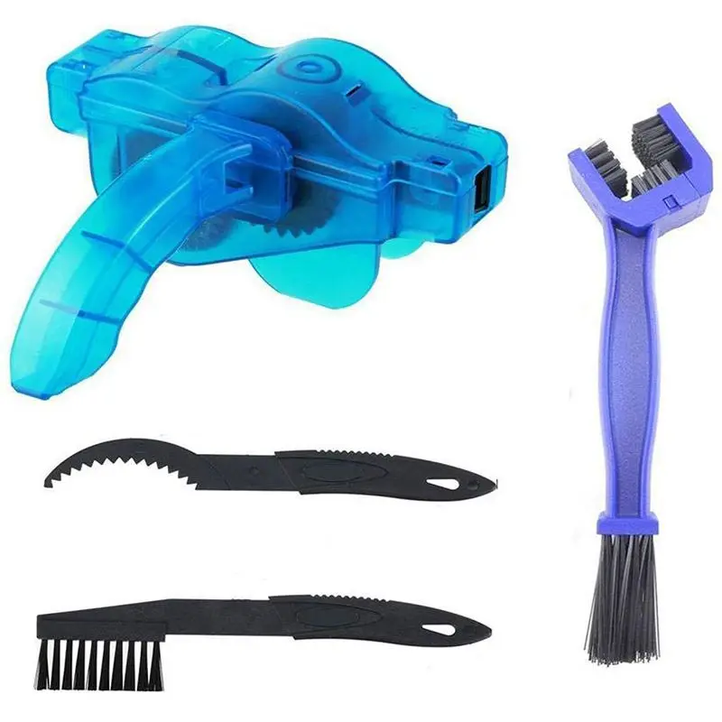 Bike Chain Scrubber, 4-Piece Portable Mountain Bike Chain Washer Cleaner Tool Quick Bicycle Clean Brush Kit for Cycling Bike, Ro