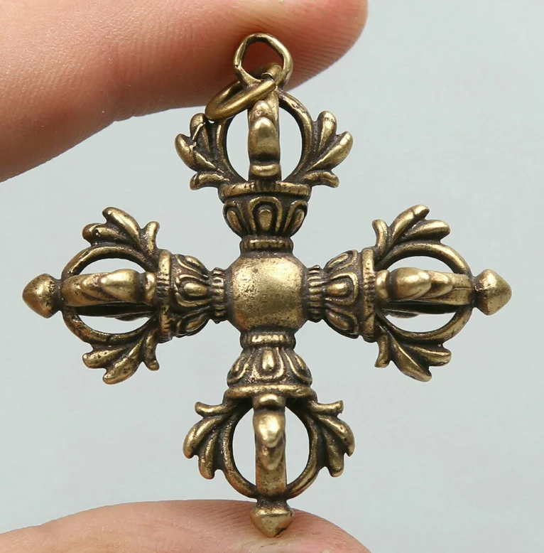 Colgante Amuleto De Cruz Tibetano Dorje Vajra - Bronce, 4.6 Cm, Ideal Para Colección O Regalo Espiritual
