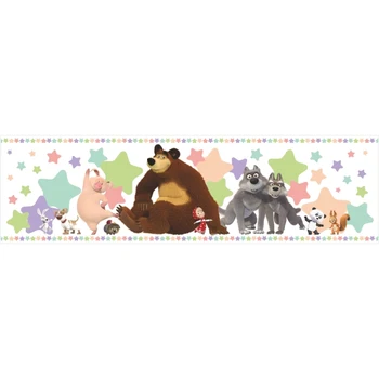 

Photo border paper for kids room Masha and bear width 10 cm, length 14 m Symphony б-002 "Masha's friends"