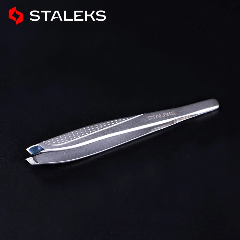STALEKS Professional Stainless Steel Eyebrow Tweezers High Quality Slant Tip Hair Removal
