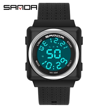 

SANDA Women Digital Watch Wrist Watch Rectangle Multifunction Women Watches Alarm Clock Sport Waterproof Watches reloj mujer