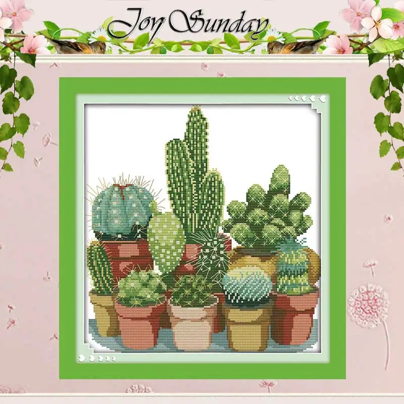 Cactuses (2) Patterns Counted Cross Stitch Set 11CT 14CT 16CT Stamped DMC Cross-stitch Kit Embroidery Needlework Home Decor Gift