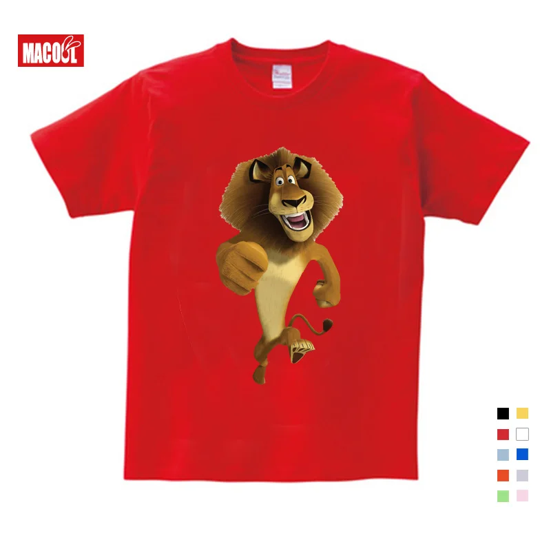 

2020 Summer New T Shirt Cartoon Madagascar Lion Alex Cute Tops T Shirt Summer Send Children Birthday Gift T-shirt 3-12 years