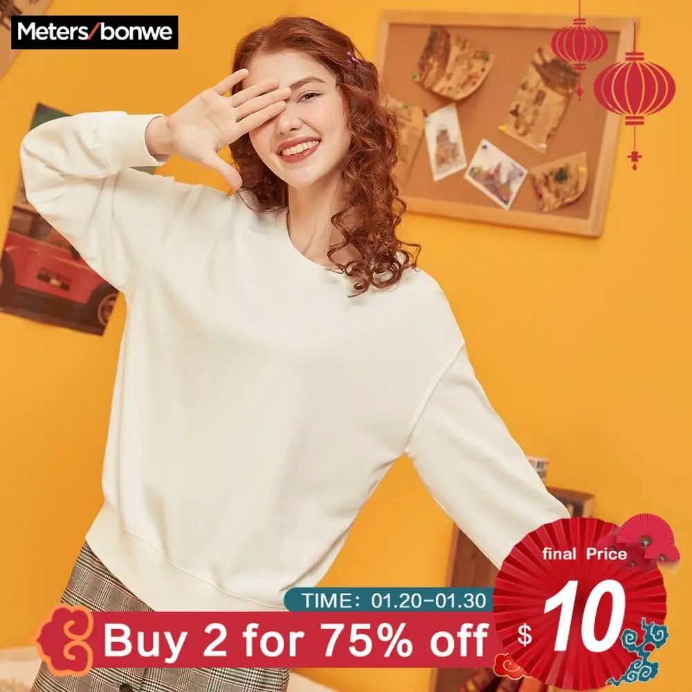 Metersbonwe Basic Hoodies For Women Streetwear Female Autumn Solid Colour Hoodies Casual Sweatshirt