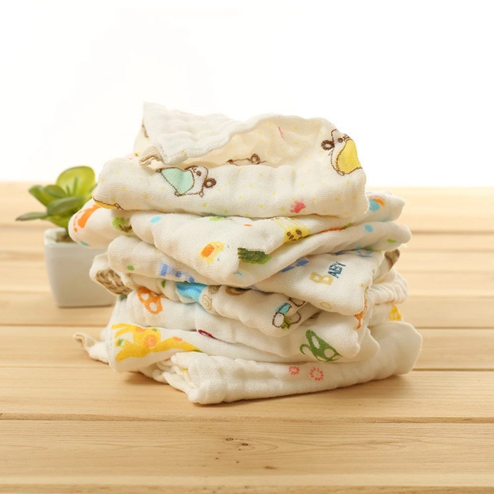 10 шт. двухслойные хлопковые носовые полотенца для новорожденных, мягкие марлевые банные полотенца, Детские нагрудники и салфетки для отрыжки, аксессуары для детской одежды