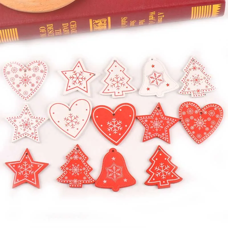 10Pcs 4-5cm Mixed Wood Slices For Christmas Home Decoration Accessories Wooden DIY Charms Drop Pendant Craft Scrapbooking M2507