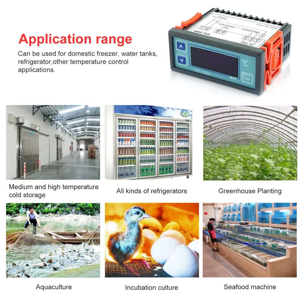 Digital Temperature Controller Cool Heat Refrigerator Thermostat Regulator Thermoregulator Thermocouple Sensor STC-100A