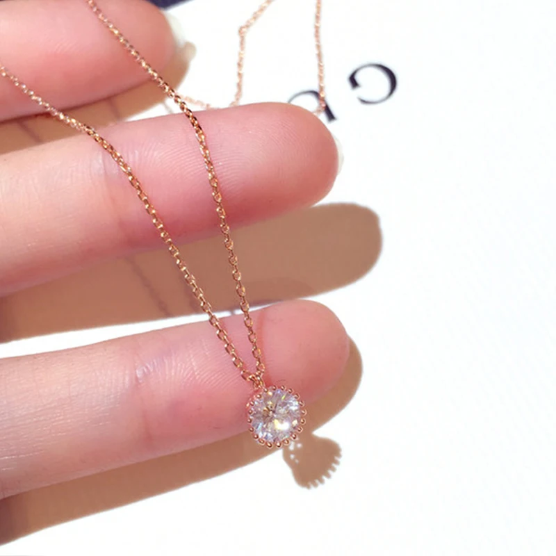 High Quality Delicate Simple Crystal Necklace for Women Charm Cubic Zircon CZ Tiny Choker Kolye Daily Birthday Gift Pendant - Image 2