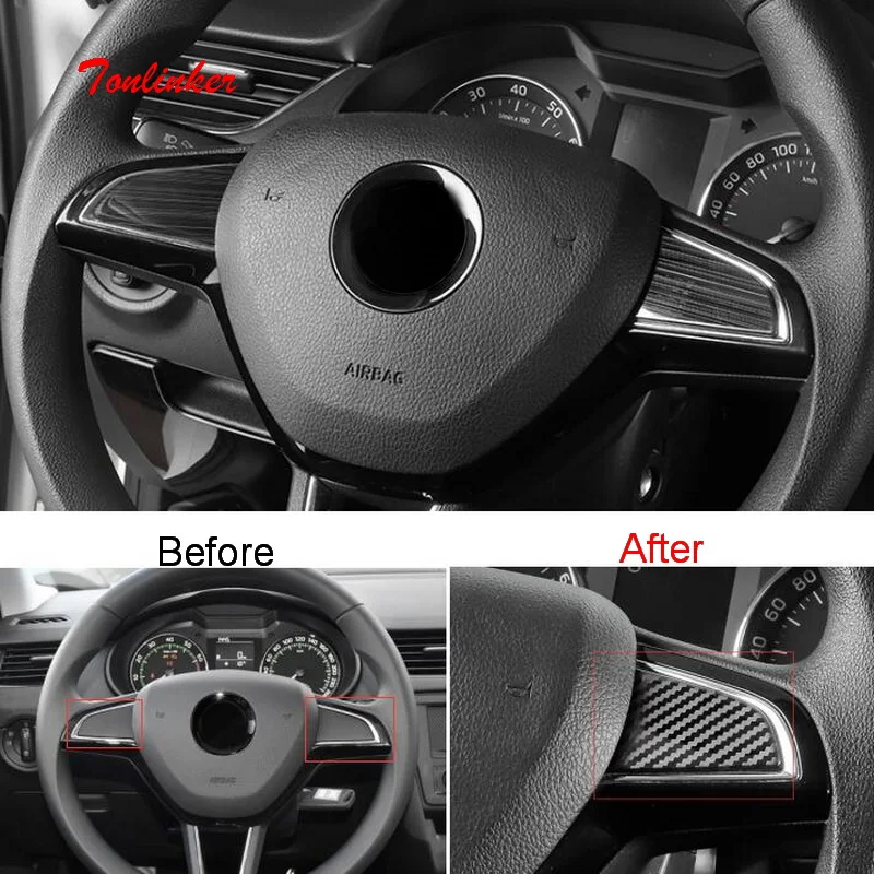 2pcs Carbon fiber Interior Steering Wheel Cover Trim For Nissan Murano 2015-2019