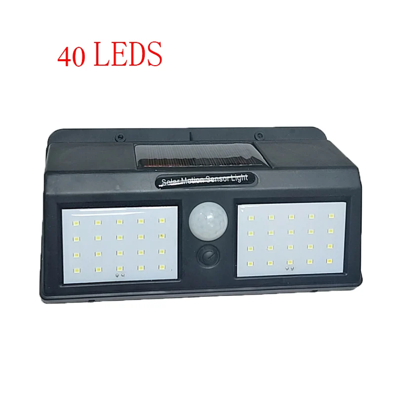 A 40LEDS Светодиодная Солнечная лампа с датчиком движения, уличная водонепроницаемая лампа IP55, садовое ночное украшение, настенный светильник для безопасности, уличный фонарь для двора, дорожное освещение - Испускаемый цвет: A 40LEDS