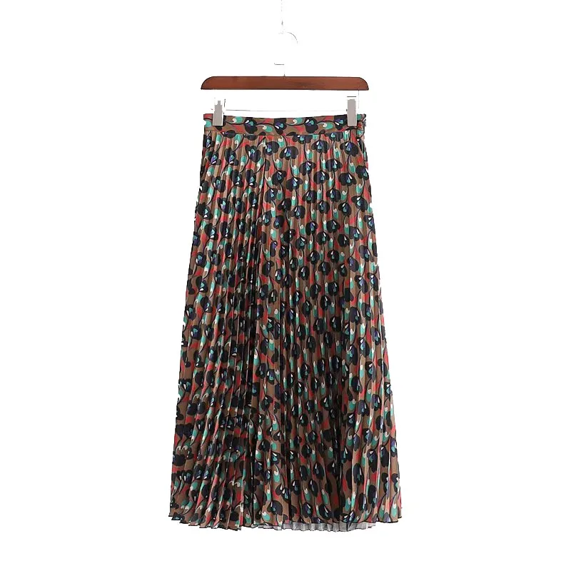QZ267 Осень Европейский дизайн принт плиссированная юбка А-силуэта Женская шикарная Saias