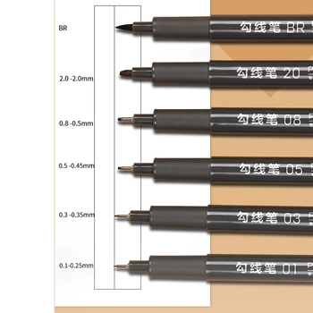 

6Pcs/Set Waterproof Sketch Pigment Fine Liner Pen Needle Drawing Pen Professional Art Marker School Office Stationery