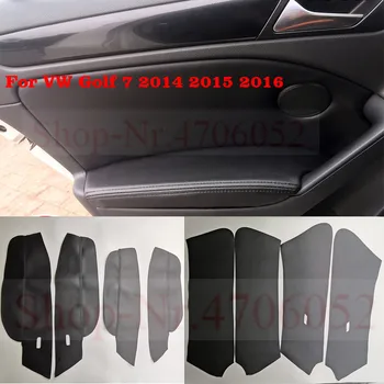 

For VW Golf 7 2014 2015 2016 4pcs Car Door Armrest Panel Microfiber Leather Protection Cover Trim