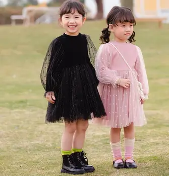 

Owligbaby 2020 Korean Style Girls Patchwork Dress Fashion Spring Girls Party Dresses 1-6 Years
