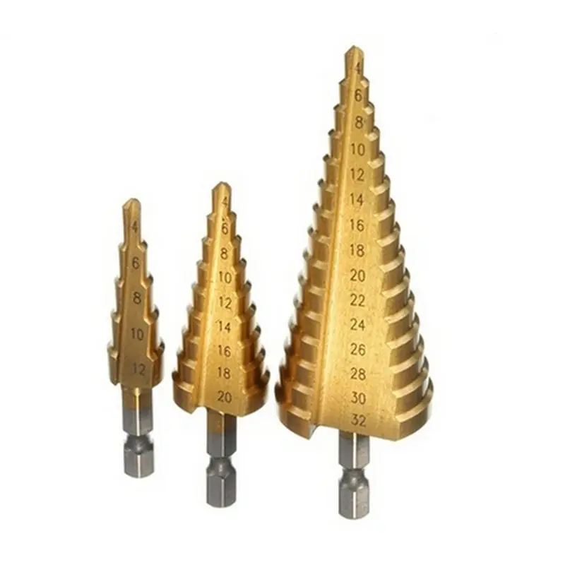 

1 Pcs Metric Spiral Flute The Pagoda Shape Hole Cutter 4-12/20mm HSS Steel Cone Drill Bit Set HSS Steel Step Sharpening 2 Sizes