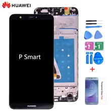 Conjunto de digitalizador de tela de toque, com visor LCD e moldura, original para huawei p smart, huawei enjoy lcd 7s, fig, la1, lx1, l21 e l22