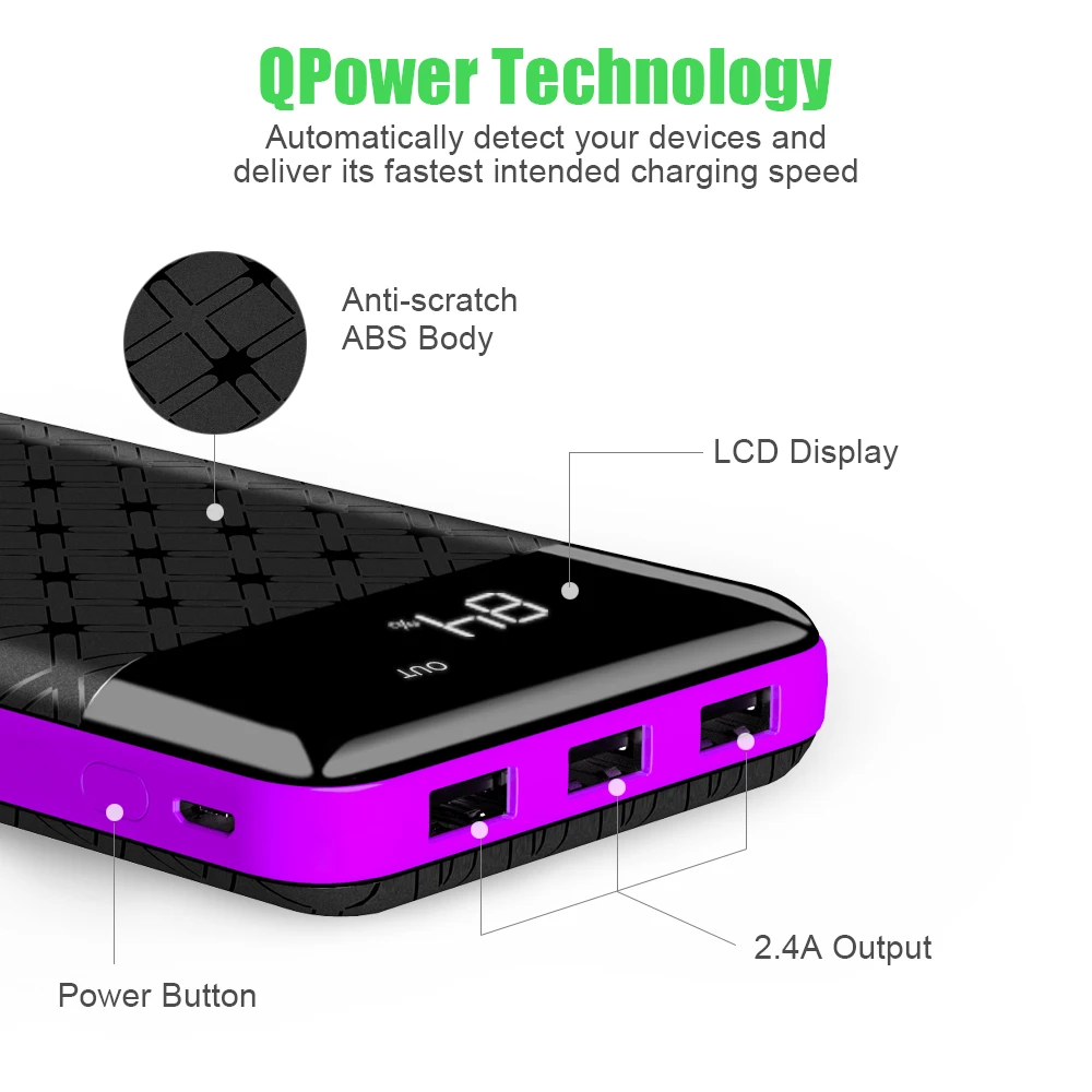  X-DRAGON banco de potencia 25000mAh Powerbank USB 3 Paquete de batería externa para iPhone 6 6s 7 8