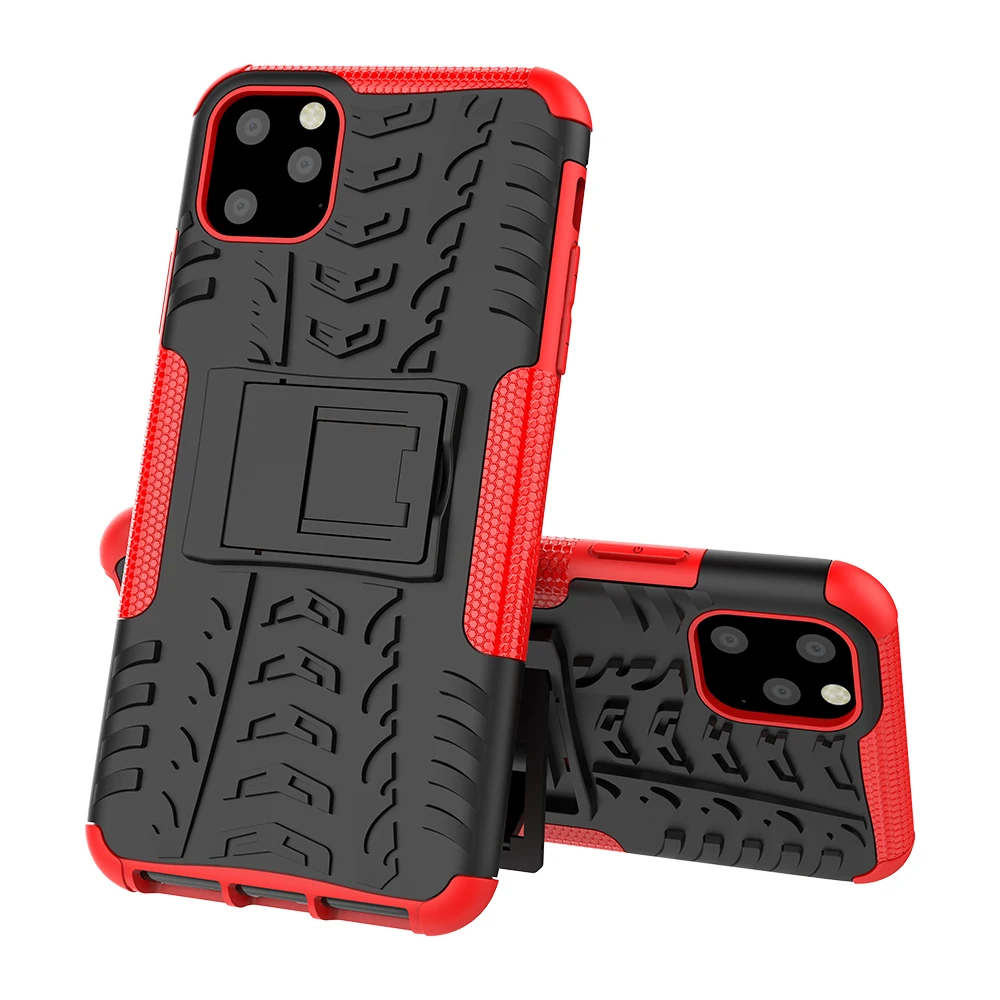50pcs/lot Dazzle support TPU+PC phone case cover for iphone 6 7 8 X XS XR XS Max 6 7 8 plus 11 Pro Max hard stand cover case - Цвет: Красный