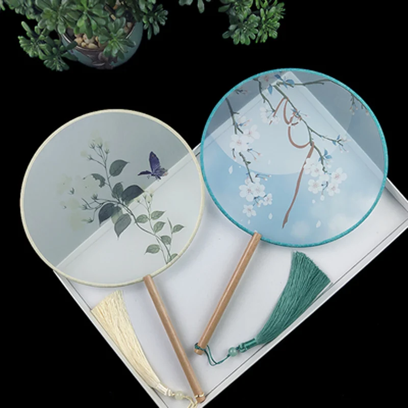 Circular Circular Fan for Chinese Style, Double-Sided Translucent Fan, Ancient Costume, Female Accessory, Retro Circular Dance