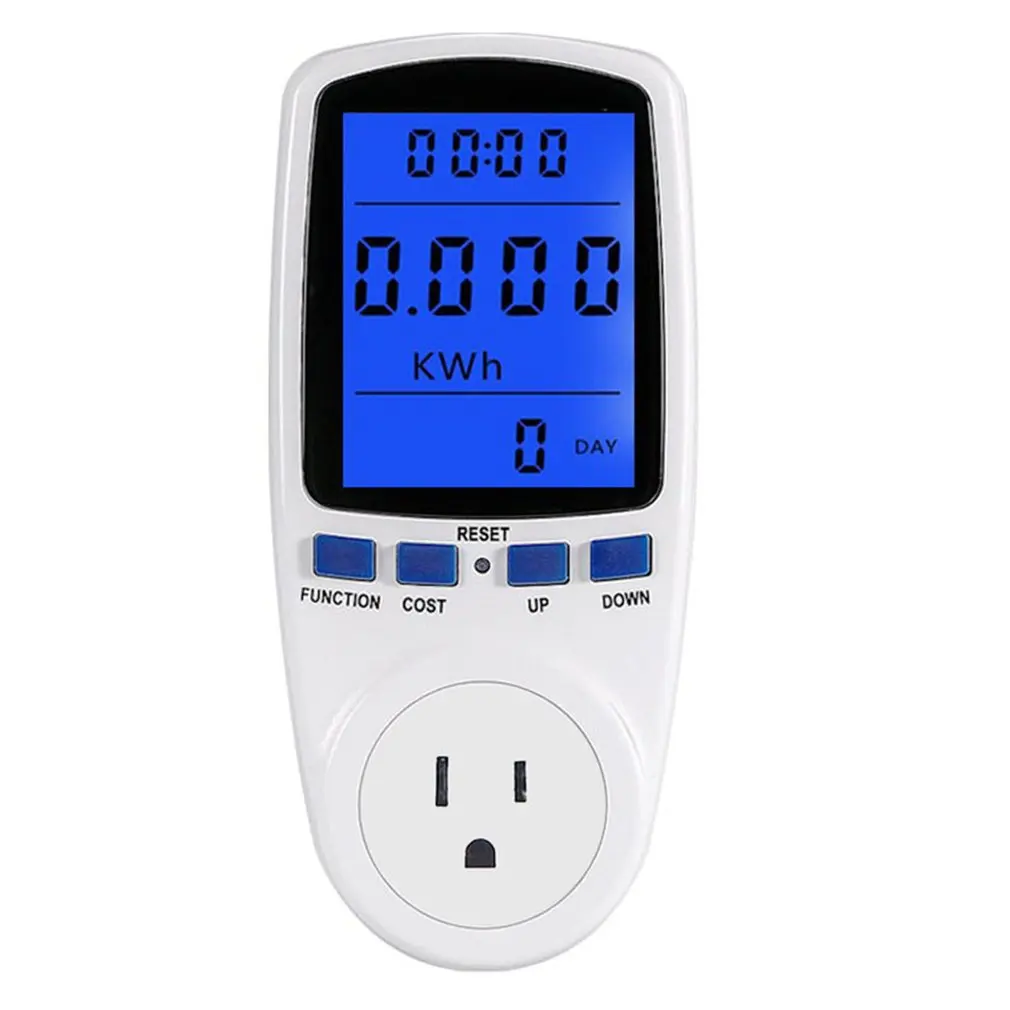 

Power Meters Digital Wattmeter Energy Meter Watt Monitor Electricity Cost Measuring Socket Analyzer-Blue Light US/AU/EU/FR Plug