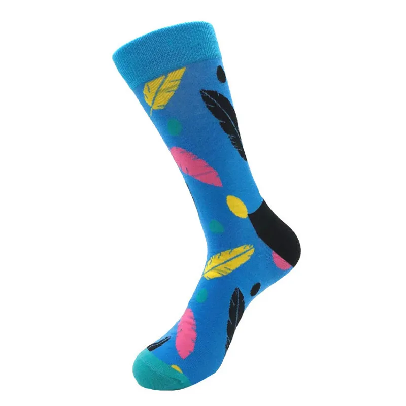 1 пара мужских носков чесаные хлопковые забавные носки с рисунками животных, фруктов, собак, счастливых носков новинка, подарочные носки для осени и зимы