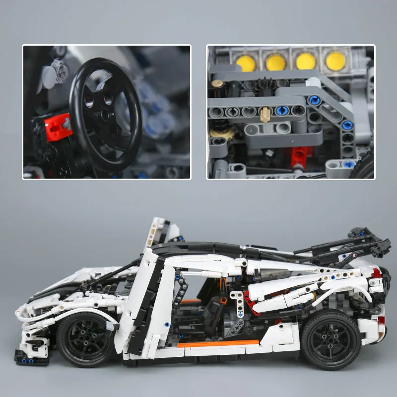 Новинка 23002, техник, автомобиль, совместимый с MOC-4789, белая скоростная модель гоночной машины, игрушки, строительные блоки, детские рождественские подарки