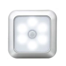 Беспроводной светильник под шкаф s PIR датчик движения светодиодный светильник на батарейках ночной Светильник для шкафа Лестницы прихожей серебряный корпус лампы