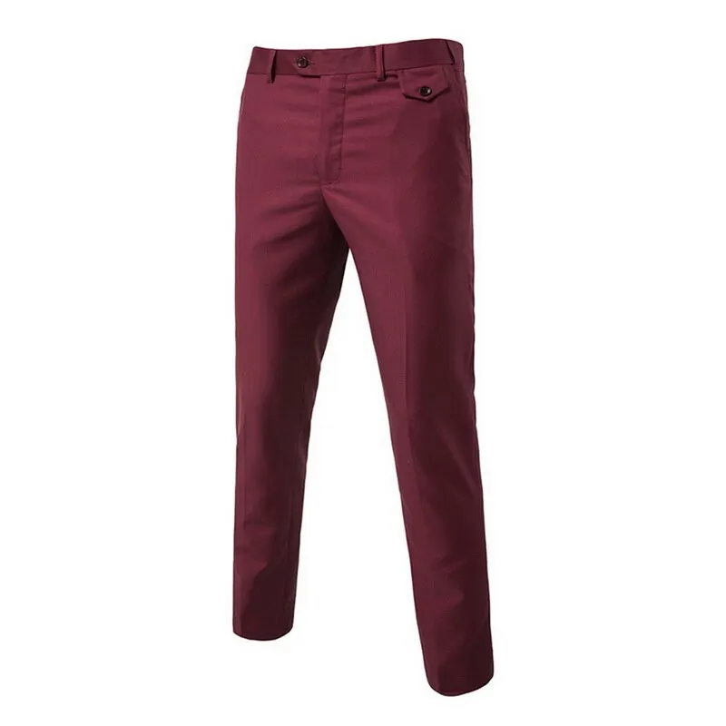 OEAK летние мужские формальные Роскошные брюки плоский тонкий мужской деловой костюм Брюки Офисные повседневные однотонные брюки - Цвет: Red