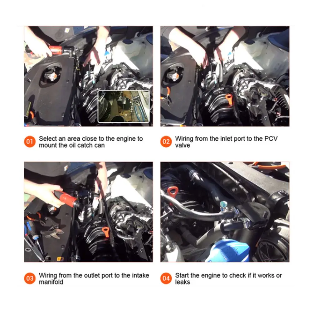 Enhanced Universal Aluminum Oil Catch Can with Breather Filter