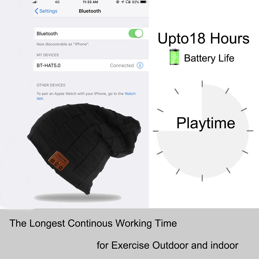 Bluetooth Beanie Bluetooth 5,0 HD стерео Beanie головной убор зима HatChristmas день рождения музыка подарки для мужчин и женщин Bluetooth шапка