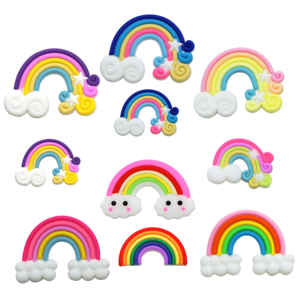 Мягкая резиновая Радужная звезда в форме сердца аксессуары с плоской задней