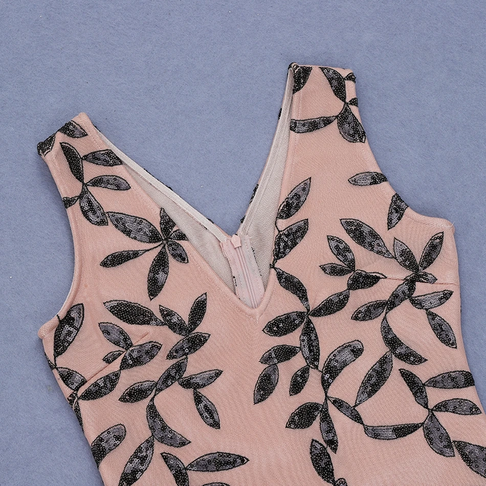 Бандажное платье телесного цвета с блестками без рукавов для женщин Vestidos облегающее Бандажное платье для рождественской вечеринки Клубная одежда