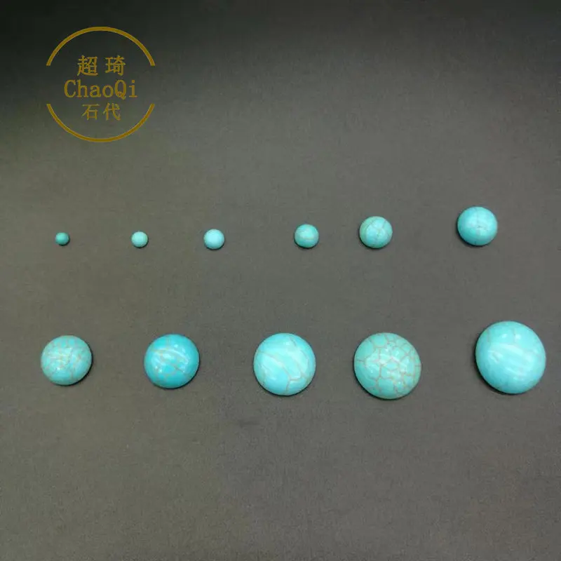 50 шт./лот 3~ 15 мм Howlite Полосатый Бирюзовый Кабошон с плоской задней поверхностью, натуральный синий круглый камень, DIY ювелирных изделий - Цвет: 50pcs