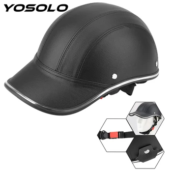

YOSOLO Motorcycle Half Helmet Baseball Cap Style Safety Hard Hat Half Face Vintage Summer Cap For Cafe Racer Chopper Scooter