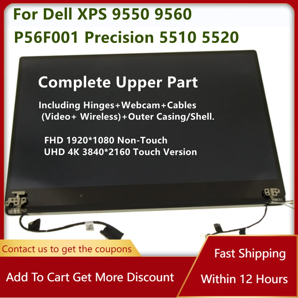 HHTKR 15 6 &quotдля Dell XPS 9550 9560 Precision 5510 5520 P56F P56F001 ЖК-сенсорный экран в сборе FHD UHD 4K полный