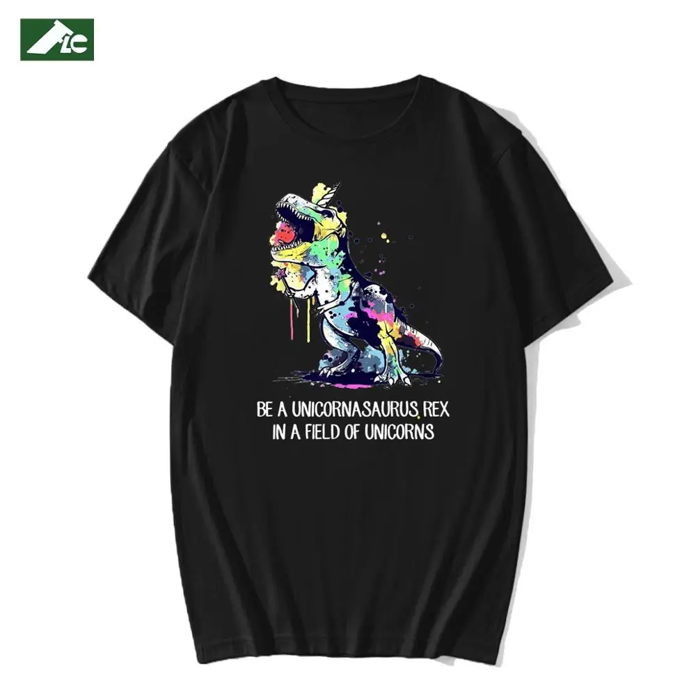 

FLC cotton t shirt men 2020 Unicorns casual short-sleeve Be Unicornasaurus print t-shirt animal o-neck men clothing summer tops