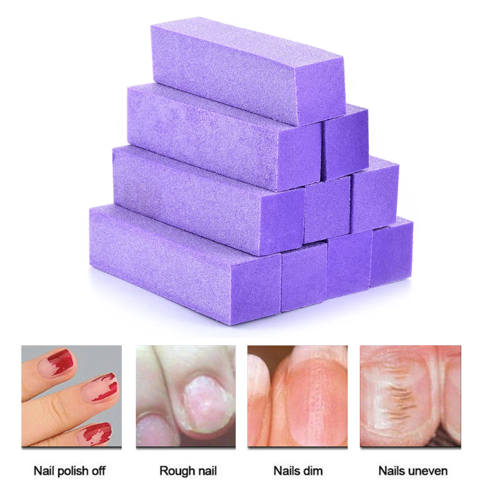 10 Uds. De bloque de pulido de uñas lija esponja para manicura y pedicura, accesorios para manicura, esmalte de uñas duradero, sin daños, Unisex