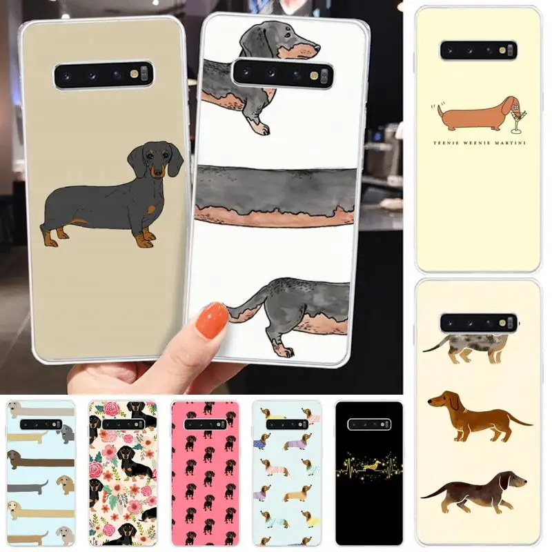 Милый мультяшный Мягкий силиконовый чехол для телефона с таксой Samsung S5 6 7 8 9 10 S8 S9