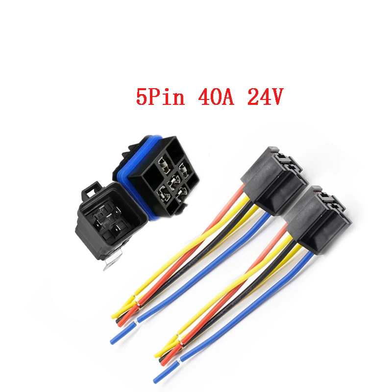 24V 40A Водонепроницаемое автомобильное реле DC 5 V/12 V/24 V/48 V реле автомобильное с черным красным медным терминалом автоматические реле 5pin 40A с релейной розеткой - Габаритные размеры: 24V 40A