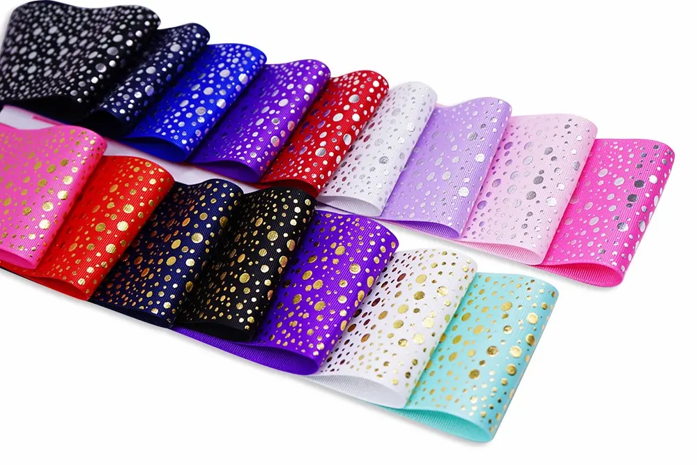 Бесплатная доставка 50 ярдов 3 дюйма 75 мм Золотая фольга печатная grosgrain лента SP-119-075