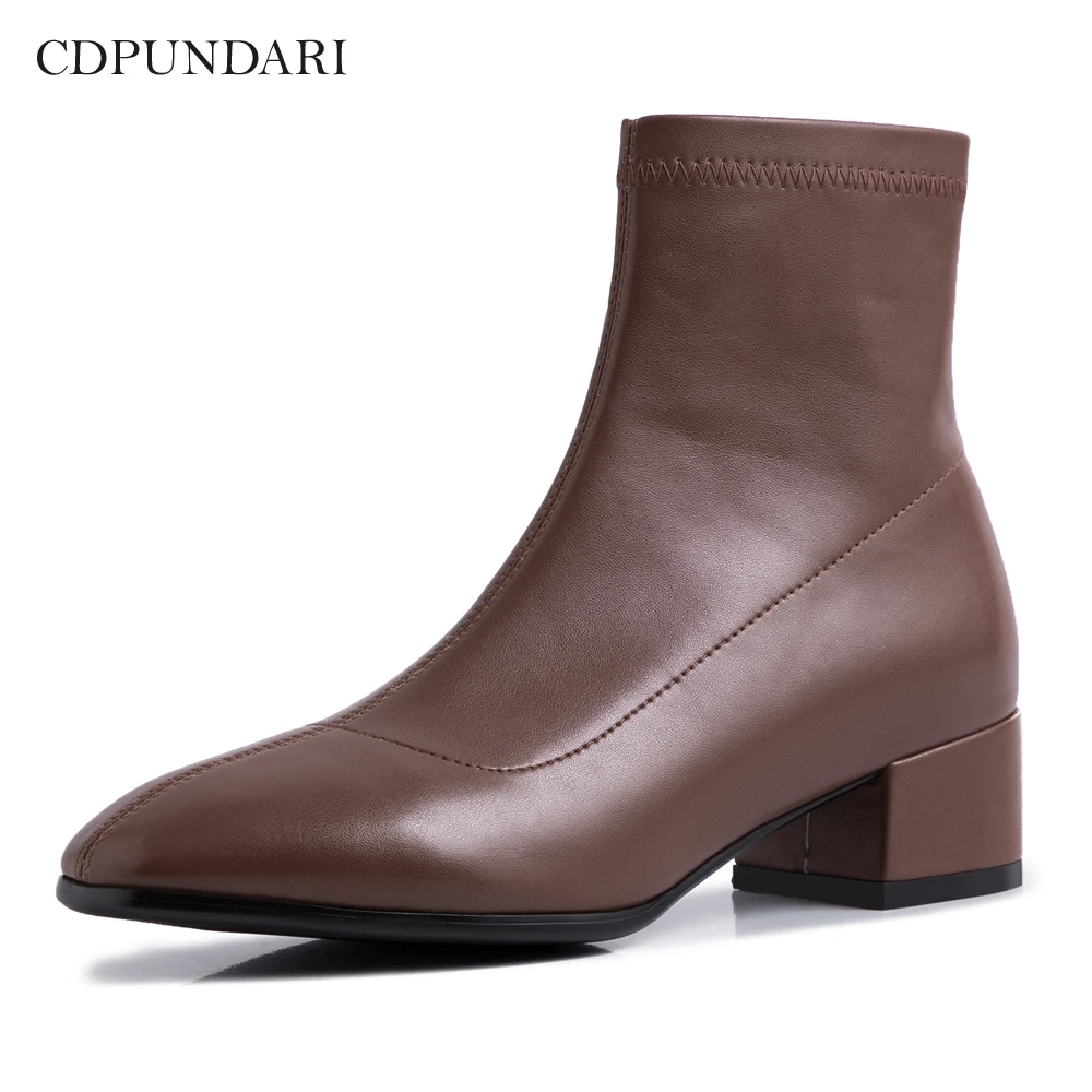 CDPUNDARI/ботильоны для женщин; ботинки на низком каблуке; женская обувь; chaussure femme; цвет черный, красный, серый