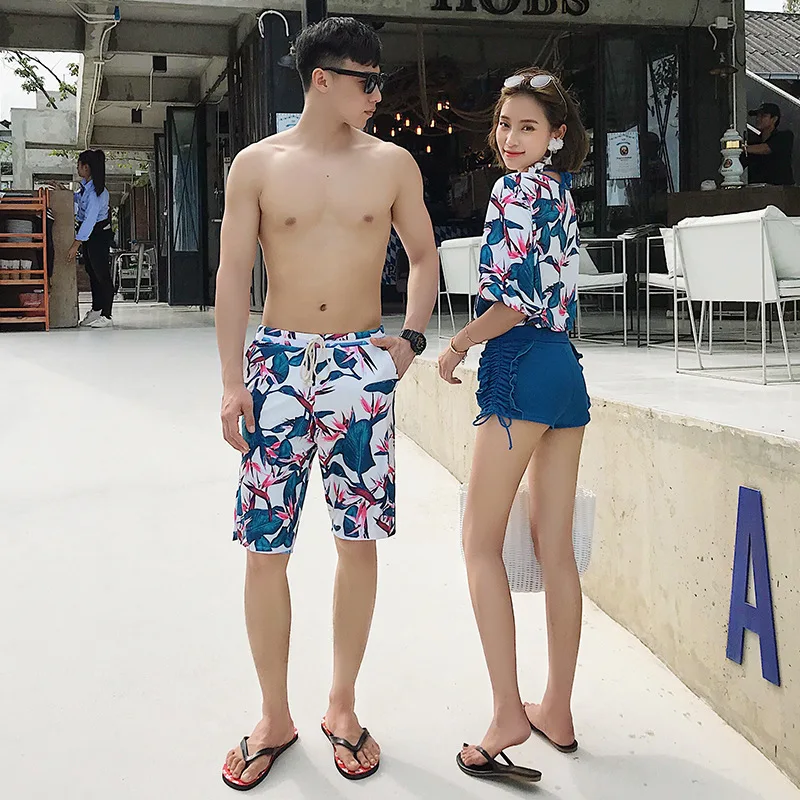 

Couples Bathing Suit Women's Three-piece Set Split Type Boxer Bikini Small Bust Underwire Push up Belly Covering Slimming Hot Sp