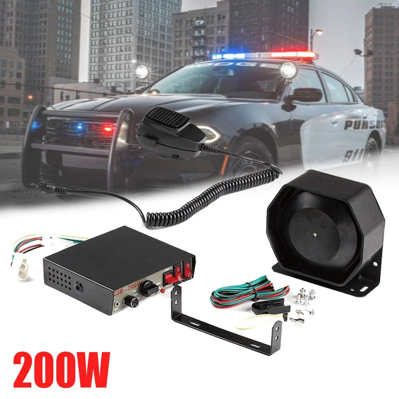 Автомобильная сигнализация рога Мегафоны электронный Динамик, 12V 200W 180Db громкий автомобильный политики Сирена+ Mic PA Динамик Предупреждение регулируемый