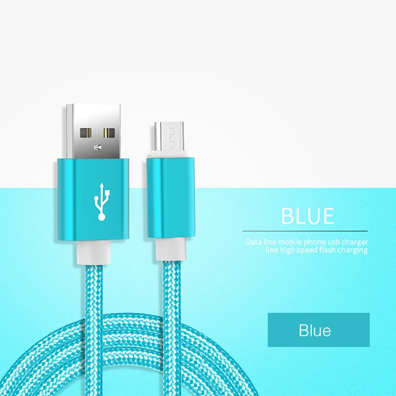 Нейлон 25 см 1 м 2 м 3 м данных USB зарядное устройство кабель для iPhone 6S 6 s 7 8 плюс Xs Max XR X 10 5S iPad Быстрая зарядка V8 длинный провод шнур - Цвет: Синий