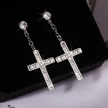 

NPKDS Women's Jewelry Sparkling Cross Zircon Dangle Earrings Popular Fashion Wedding Party Pendant Earrings Chic Jewelry