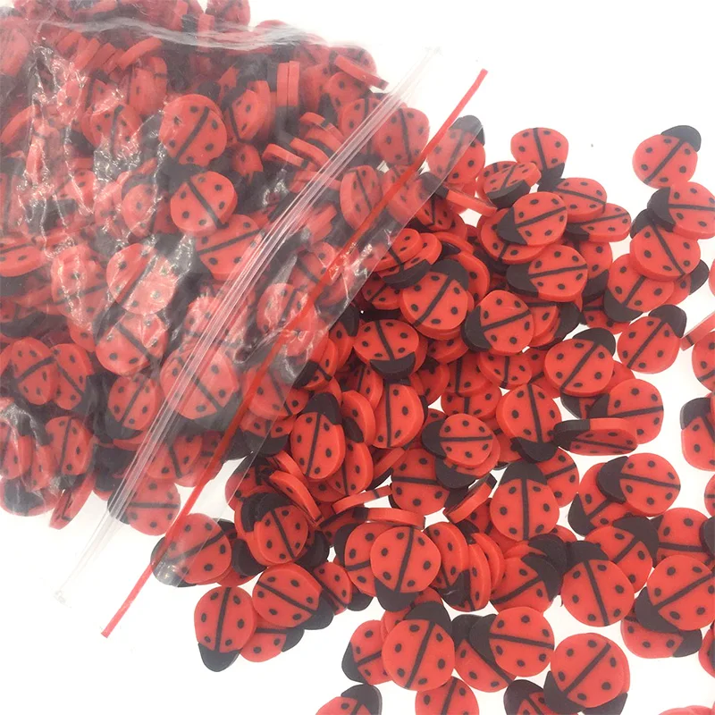 100 г/лот полимерная Горячая мягкая глина Мультяшные животные разбрызгивает дополнение для поделок слизи амулеты наполнитель пушистая грязь принадлежности аксессуары - Цвет: ladybug 10mm