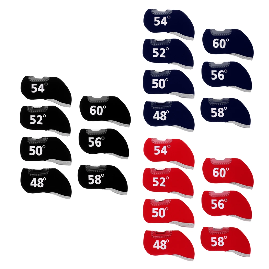 Pack 7 Sports Golf Club Iron Putter Headcover Head Cover Protector Set Accessories - Different Degrees - Durable & Portable